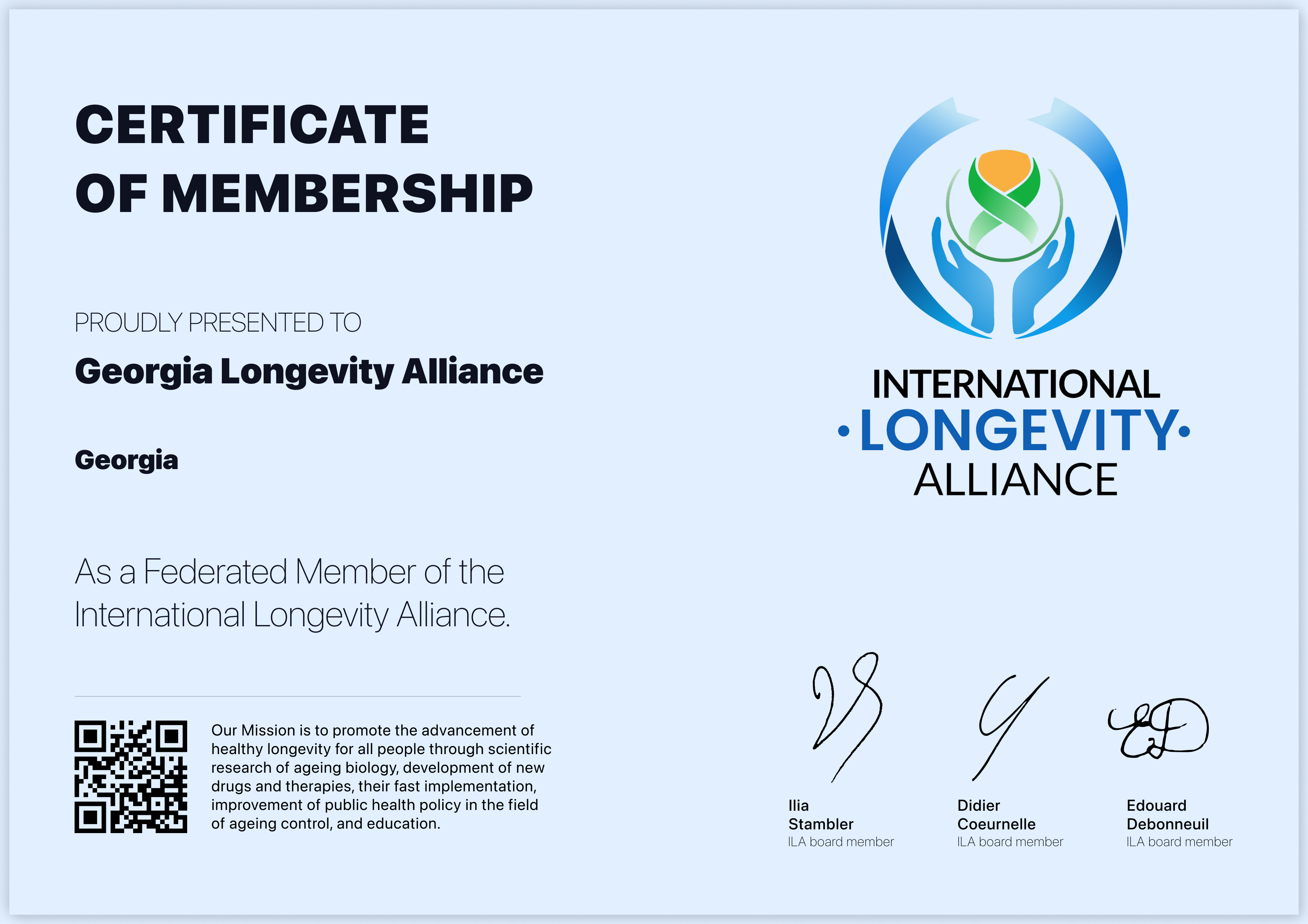 Federated Member of the International Longevity Alliance.